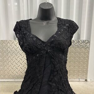 Elegant Black Lace Women's Blouse